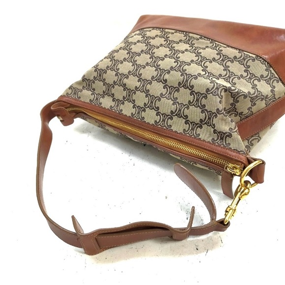 Celine Triomphe Canvas Leather Tan Shoulder Bag - Picture 3 of 8